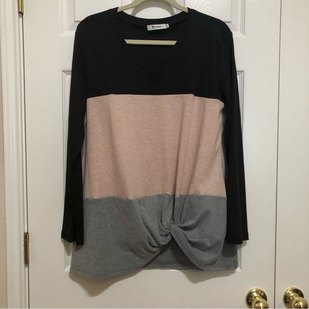 Yidarton Tri Color Twist-knot Sweater